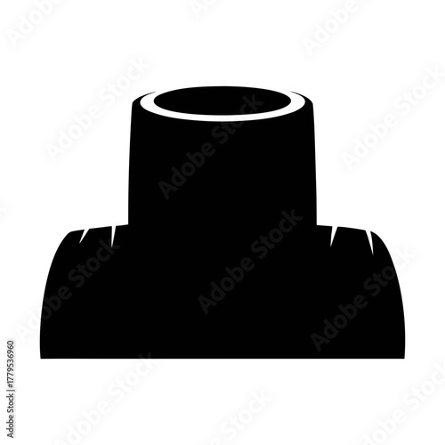 Find black t pipe fitting plumbing drain connector pvc joint sanitary tee silhouette vector