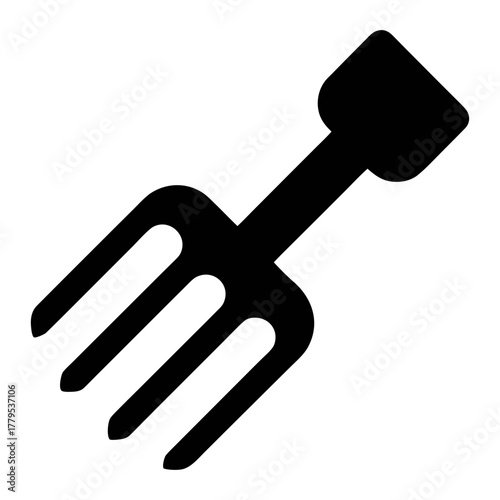 Black garden fork tool vector illustration for gardening agriculture and farming equipment design use