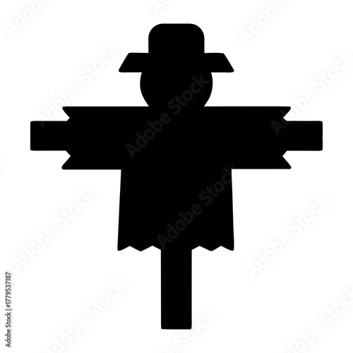Black silhouette scarecrow vector illustration halloween autumn thanksgiving harvest season fall decoration