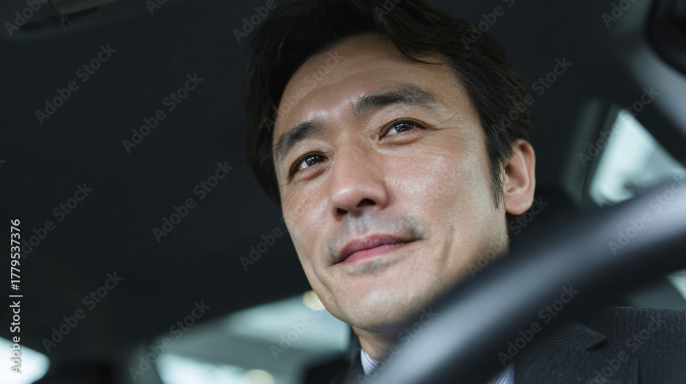 Obraz premium Asian businessman in car.