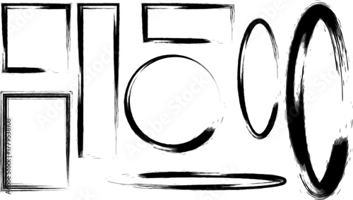 Black grunge frames and borders on a white background for design