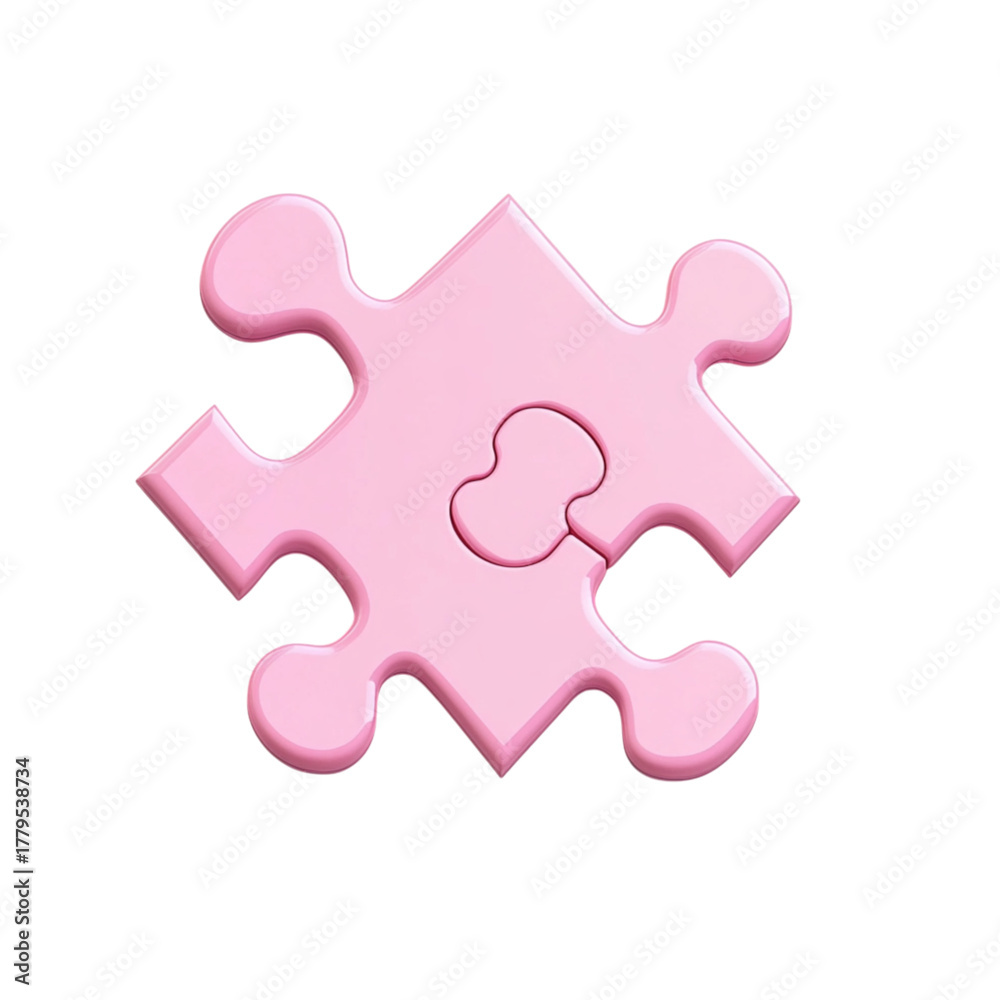 Obraz premium Single pink puzzle piece with inner detail on transparent background