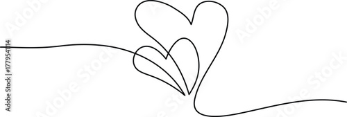 Minimalist vector illustration of overlapping heart shapes in a single stroke art style