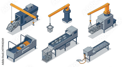 Isometric industrial machines and equipment for food processing and manufacturing