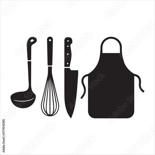 kitchen utensils on white background