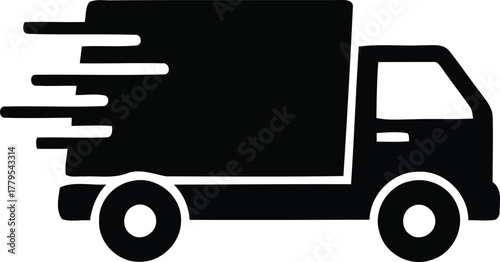 Fast delivery truck moving quickly, representing shipping and logistics services