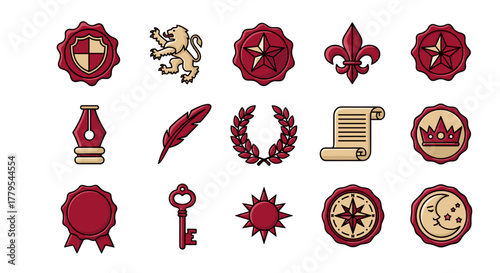 Elegant heraldry icons collection for branding, logo, and decorative design elements