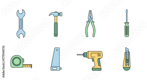 Handyman tools vector set for construction, repair, and home improvement projects