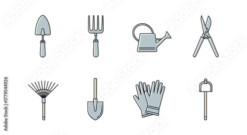 Essential gardening tools collection for spring planting and outdoor landscaping projects