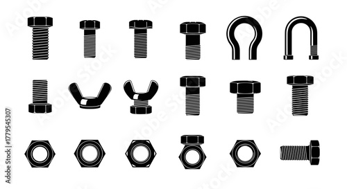 Professional collection of essential fasteners bolts nuts and hardware for industrial design projects