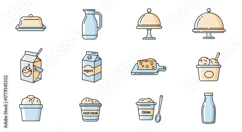 Fresh dairy products collection for healthy breakfast and delicious desserts