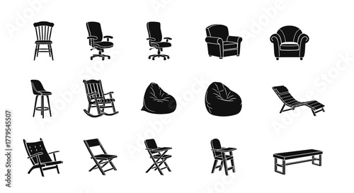 Collection of diverse chair styles for modern living and workspace design inspiration