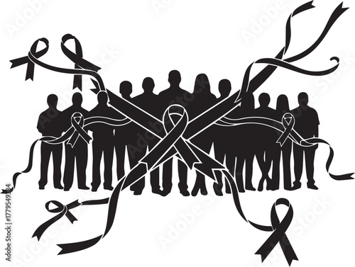 World aids day symbolism red ribbons connecting people in support and awareness