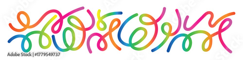Abstract Rainbow Swirls Border Design Element with Vibrant Colorful Wavy Lines for Creative Backgrounds and Decorations