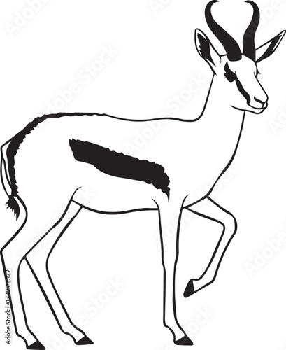 Elegant springbok silhouette captures graceful african wildlife in outline style