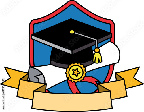 logotype of A graduation cap and diploma