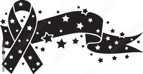 World aids day red ribbon with stars banner awareness symbol for support and hope