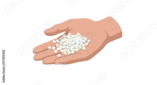 Hand holding pills concept of medicine, healthcare, and treatment