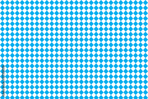 Traditional Oktoberfest Bavarian flag pattern with blue and white diamond design festive background for beer festival celebration in Germany