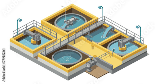 Isometric water treatment facility with modern filtration system