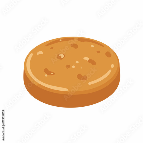 Isometric Round Baked Cookie Brown Dessert Sweet Food Illustration