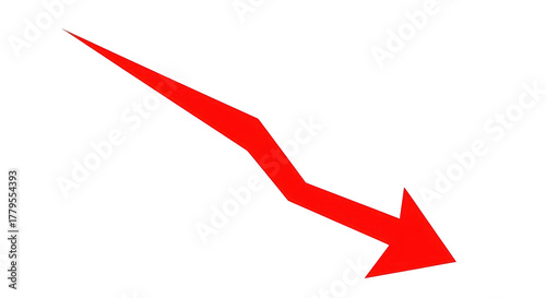 Red arrow pointing down isolated on transparent background