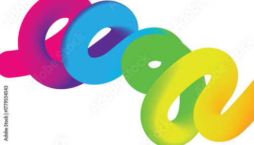 Colorful abstract gradient ribbon loops forming modern curved shapes on white background in vector design