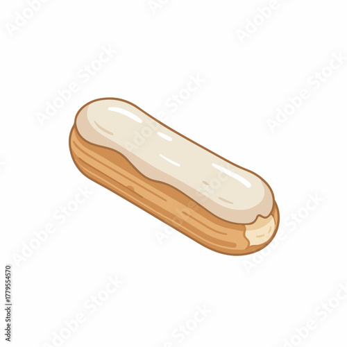 Handdrawn Artistic Eclair with Cream Filling Sweet Dessert Food Illustration