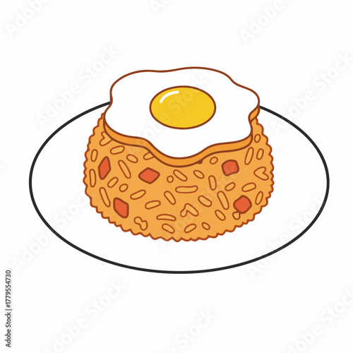 Flat Illustration of Delicious Nasi Goreng Food Culinary Asian Cuisine