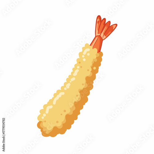 Detailed Cartoon Fried Shrimp Tempura Delicious Culinary Food Illustration