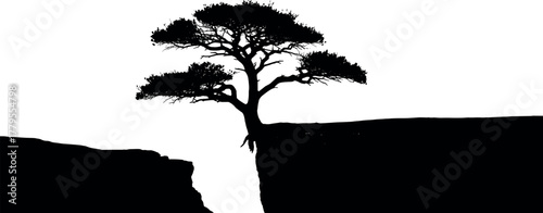 Solitary Tree on the Edge Resilience and Nature's Endurance Against the Void