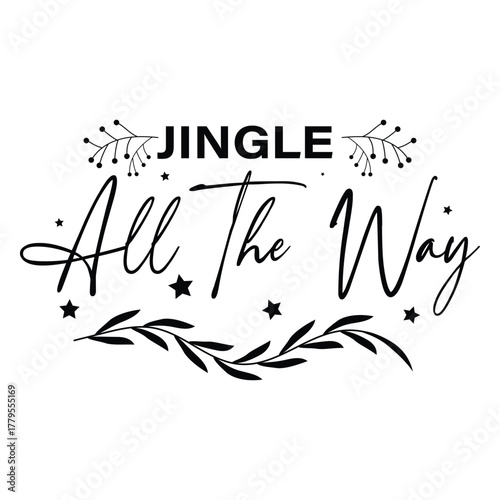 Jingle All The Way  Christmas Ornament Minimal T-Shirt Design
