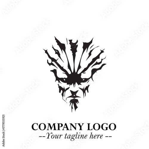 Head of Zombie Logo Symbol in Black on the White Background with Horror Minimal Vector Design