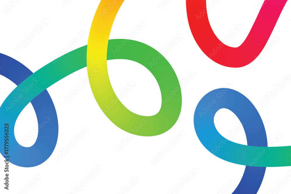 Obraz premium Vibrant Gradient Abstract Lines and Ribbon Waves Vector Design on white background