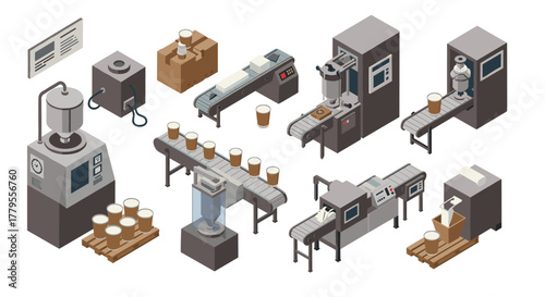 Isometric factory machinery for automated food production