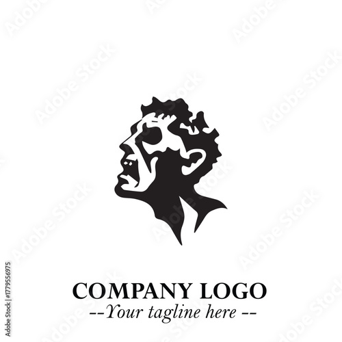 Head of Zombie Logo Symbol in Black on the White Background with Horror Minimal Vector Design