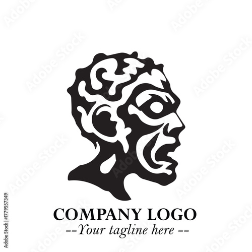 Head of Zombie Logo Symbol in Black on the White Background with Horror Minimal Vector Design