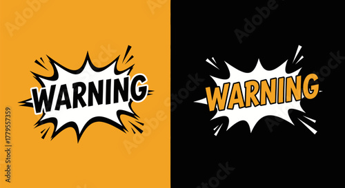 Warning Sign Comic Style Alert Graphic.