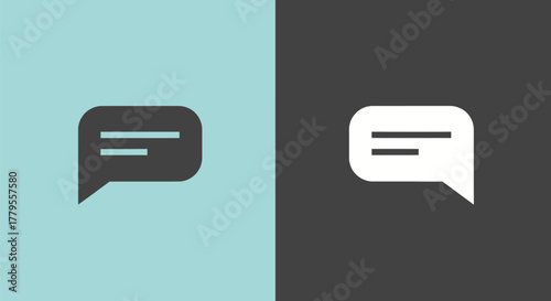 Speech bubble icon on blue and dark background for communication.
