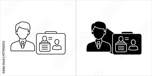 Employee with id card for identification and job