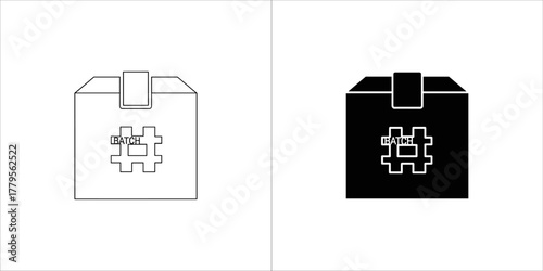 Cardboard box with hashtag symbol