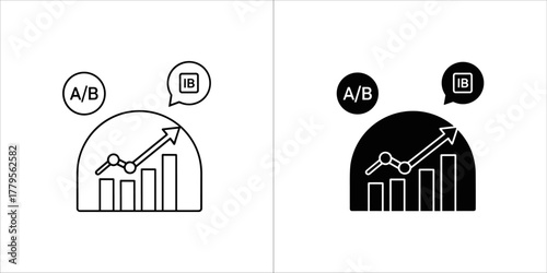 Ab testing icon with graph and arrow