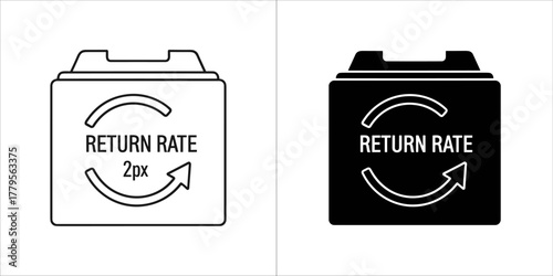 Return rate icon in black and white