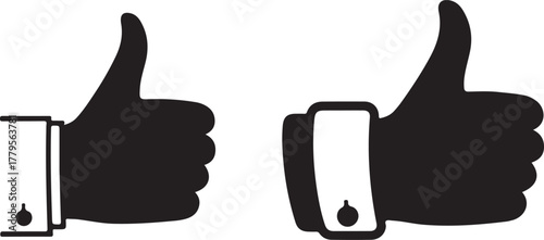 Two Black Thumbs Up Icons with Cuffs like approval