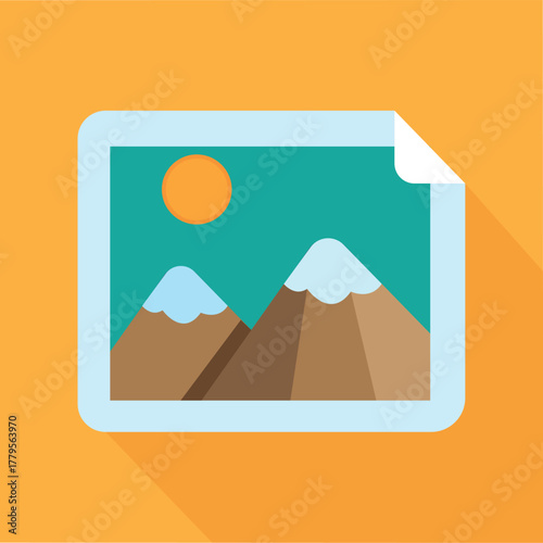 Flat Design Icon of a Landscape Image File