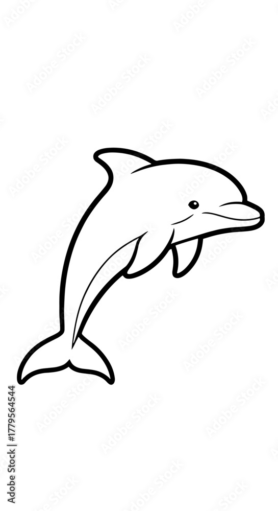 Fototapeta premium Friendly Dolphin Leaping Joyfully in Ocean Depths Illustration for Children's Education, Marine Biology, Conservation Efforts, and Educational Coloring Books Depicting Playful Aquatic Mammal, Modern D