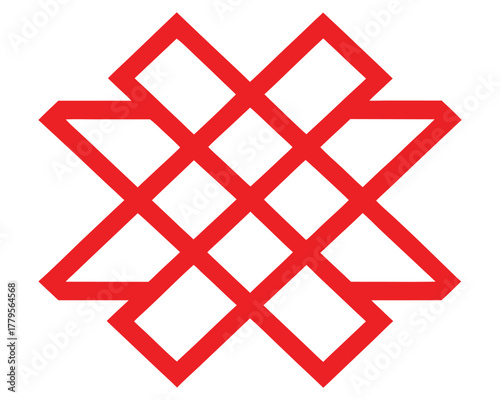 Geometric Pattern Red Lines Forming Abstract Shapes on White Background