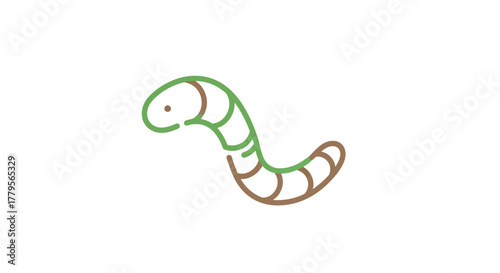 A stylized illustration of a segmented worm, rendered with green and brown outlines.