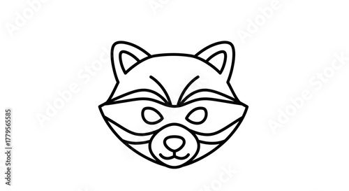 Simple line drawing of a raccoon's head, showing its features.
