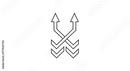 Line art illustration of two arrows crossing in the middle, starting downwards and ending upwards, symbolizing shuffle or exchange.